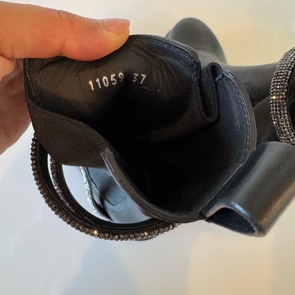 Rene Caovilla Cleo Shimmery Chelsea Boots Black Leather Size EU 37 - Picture 7 of 10